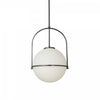 Dainolite Paola 1 Light Pendant Small Matte Black White Opal Glass Lamp|Petit luminaire suspendu Paola de Dainolite en verre blanc opale, avec fini noir mat et 1 ampoule