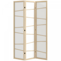 HOMCOM Folding Room Divider, 3 Panel Privacy Screen, Natural Wood
