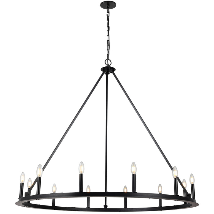 Dainolite Colby 12 Light Chandelier Matte Black Lamp
