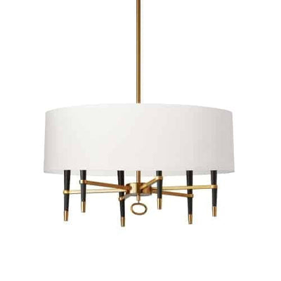Dainolite Langford 6 Light Chandelier Vintage Bronze White Shade Lamp|Lustre Langford de Dainolite avec abat-jour blanc, fini bronze rétro et 6 ampoules