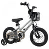Costway 12" Kid's Bike With Training Wheels Adjustable Handlebar & Seat Handbrake Silver