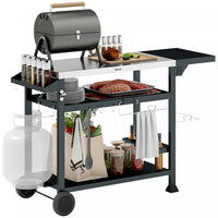Outsunny 3-Shelf Outdoor Grill Cart with Foldable Side Table, 46.1