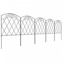 Outsunny 10' Garden Fence, Metal Border Flower, Pack of 5, Black