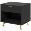 HOMCOM Nightstand with Drawer and Open Compartment for Bedroom, Black
