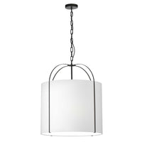 Dainolite Quincy 3 Light Pendant Matte Black White Shade Lamp