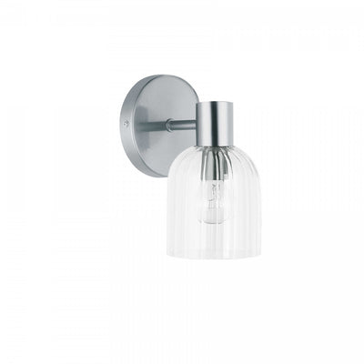 Dainolite Vienna 1 Light Incandescent Wall Sconce Polished Chrome Clear Ribbed Glass Lamp|Applique murale Vienna de Dainolite en verre côtelé transparent, fini chromé poli et 1 ampoule incandescente