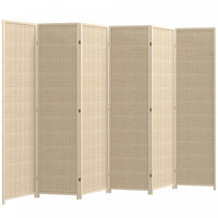 HOMCOM 6 Ft 6 Panel Room Divider, Folding Bamboo Privacy Screens, Natural