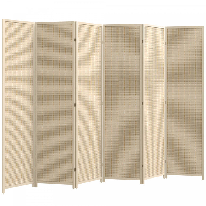 HOMCOM 6 Ft 6 Panel Room Divider, Folding Bamboo Privacy Screens, Natural