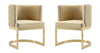 Aura Modern Velvet Metal Dining Chair in Sand - Set of 2 | Chaise de salle a manger moderne en velours et metal Aura couleur sable - Lot de 2