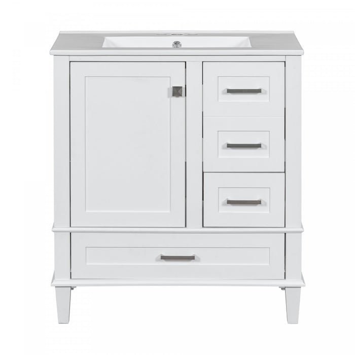 Katherine 30\" Solid Wood Bathroom Vanity With Sink Combo - White