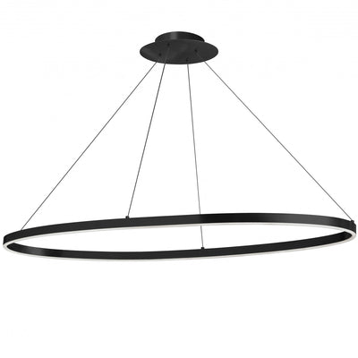 Dainolite Circulo Horizontal Chandelier 63w Matte Black Finish White Acrylic Diffuser Lamp|Lustre horizontal Circulo de Dainolite en acrylique blanc qui diffuse la lumière, avec fini noir mat et ampoule de 63 W