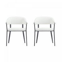 Belle Modern Metal Upholstered Dining Chair in White - Set of 2