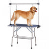 Pawhut Adjustable Dog Grooming Table Rubber Top 2 Safety Slings Mesh Storage Basket Heavy Metal Blue|Pawhut Table De Toilettage Pour Chien Reglable Plateau En Caoutchouc 2 Sangles De Securite Panier De