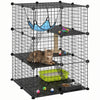PawHut 3 Tier Cat Cage Crate, DIY Pet Playpen with 3 Doors, Ladders, Hammock, Platforms, Indoor Playpen for Kittens, Squirrel, Rabbit, Black