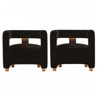 Amirah Modern Velvet Lounge Chair in Black - Set of 2 