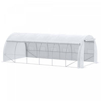 Outsunny Large Walk-in Greenhouse, 20'x10'x6' Tunnel Greenhouse With Zippered Door And 12 Roll-up Wi