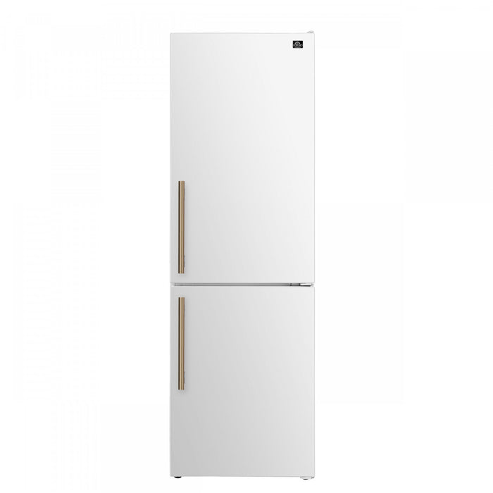 Forno Custodia 24\" Bottom Freezer, 10.3 cu.ft., Right Swing, Total No frost, White - FFFFD1766-24WHT-RS Refrigerator