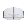 Dainolite Preston 3 Light Semi-flush Mount Aged Brass White Shade Lamp