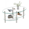 Sophia Modern Transparent Oval Glass Coffee Table with Stainless Steel Legs,Transparent | Table basse ovale transparente moderne Sophia en verre avec pieds en acier inoxydable, transparente