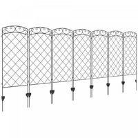 Outsunny 11.3' Garden Fence, Steel Fence Panels, Pack of 7, Black