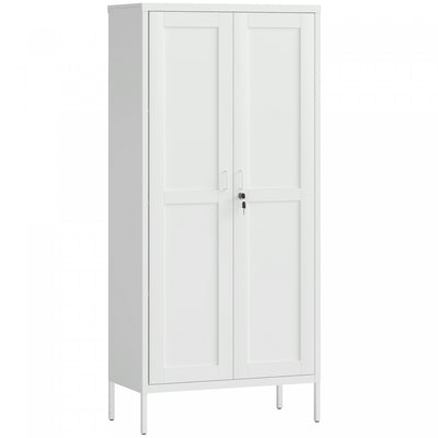 HOMCOM Metal Storage Cabinet with 2 Doors, Lockable File Cabinet, White