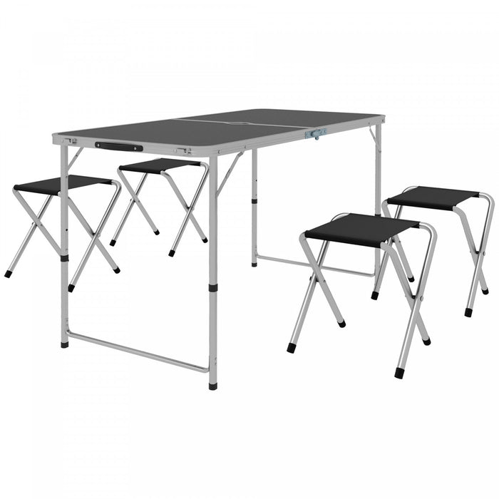Outsunny Folding Picnic Table Camping Table and Chairs Use for Picnic Black