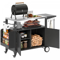 Outsunny Outdoor Grill Cart with Foldable Side Table, 37.8