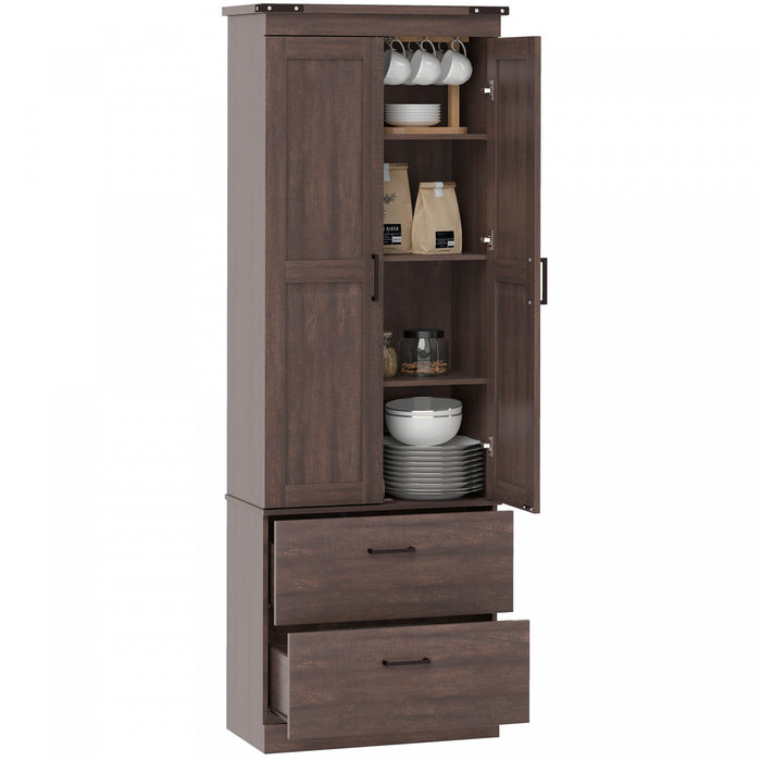 HOMCOM 67\" Tall Kitchen Pantry Cabinet with Adjustable Shelves