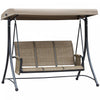 Outsunny 3 Person Outdoor Porch Swing Chair W/ Adjustable Canopy, Brown|Chaise Pivotante Outsunny Pour 3 Personnes Avec Dossier Haut, Poches Laterales Et Auvent Reglable Po
