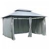 Outsunny 13'l X 10'w X 8.7'h Patio Gazebo Outdoor 2-tiers Garden Canopy Yard Sunshade Shelter With C|Outsunny 10 'x 13' Gazebo D'exterieur A Toit Souple Avec Rideaux, Tonnelle A Cadre En Acier A 2 Nive