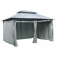 Outsunny 13'l X 10'w X 8.7'h Patio Gazebo Outdoor 2-tiers Garden Canopy Yard Sunshade Shelter With C
