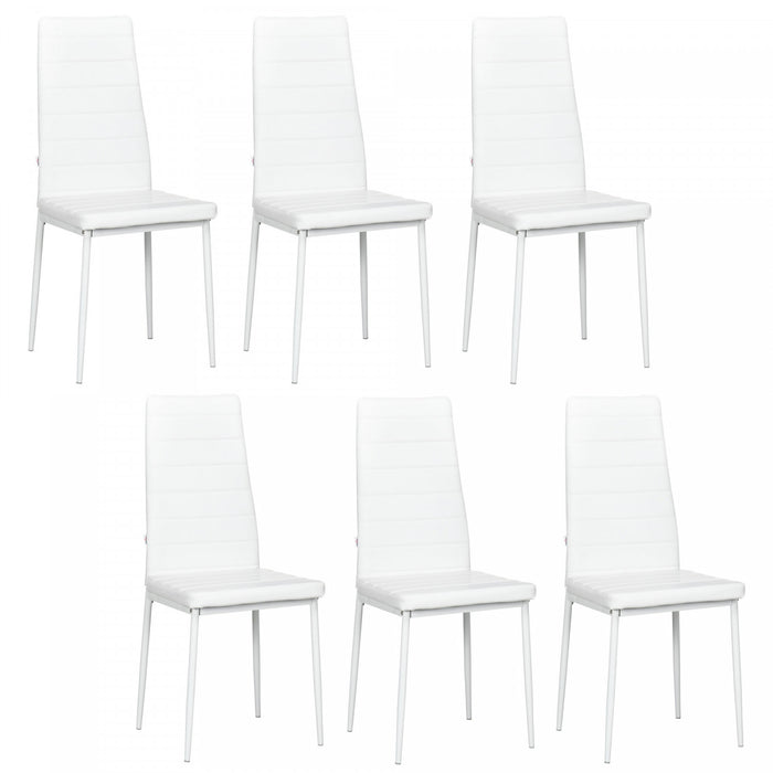 HOMCOM Modern Dining Chairs, Set of 6, PU Leather Upholstered Accent Chairs
