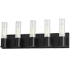 Dainolite Tube 5 Light Vanity Light Matte Black Clear Fluted Glass Lamp|Lumière de coiffeuse Tube de Dainolite en verre cannelé transparent, avec fini noir mat et 5 ampoules