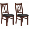 HOMCOM Farmhouse Dining Chairs Set of 2 with PU Leather Seat, Wood Frame