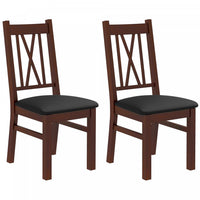 HOMCOM Farmhouse Dining Chairs Set of 2 with PU Leather Seat, Wood Frame
