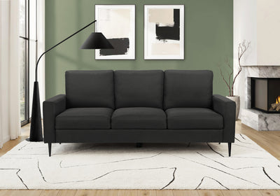 Upholstered Sofa, 75"L, Metal Legs, Black Fabric, Contemporary, Modern Sofa | Sofa Rembourre, 75"L, Pieds En Metal, Tissu Noir, Contemporain, Moderne