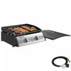Outsunny Liquefied Gas Grill with 2 Stainless Steel Burners, Portable Tabletop Gas BBQ with Non-Stick Griddle, 9000 Each Burner for Camping, Picnic, Backyard, Silver