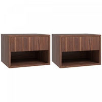 HOMCOM Floating Nightstand Set of 2 with Drawer and Shelf, Brown