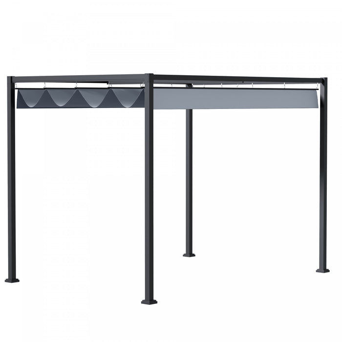 Outsunny 13' X 10' Patio Pergola With Retractable Canopy, Dark Grey