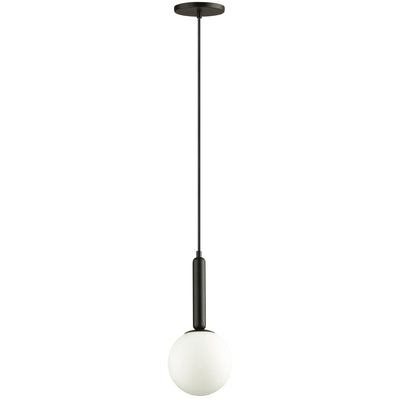 Dainolite Tara 1 Light Pendant Matte Black White Glass Lamp|Luminaire suspendu Tara de Dainolite en verre blanc, avec fini noir mat et 1 ampoule