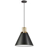 Dainolite Sonus 1 Light Pendant Matte Black Aged Brass Accent Lamp|Luminaire suspendu Sonus de Dainolite avec fini noir mat, touches laiton vieilli et 1 ampoule