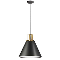 Dainolite Sonus 1 Light Pendant Matte Black Aged Brass Accent Lamp