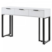 Horizon Modern Console Table with Geometric Drawers and Gold Frame, White/Black