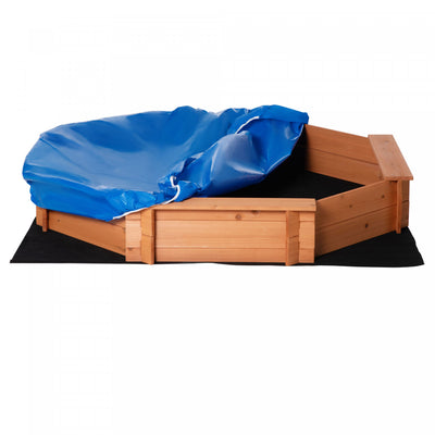 Kids Sandbox With Cover And Seat, Outdoor Children Sand Playset For Backyard, Boys And Girls, Red, 5|Bac A Sable Pour Enfant Dans La Cour, Avec Couverture En Polyester, Planche De Siege, Pour Les 3-8 A