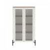 Abbey Modern 32" Tempered Glass Bookcase Cabinet in Maple and Off White (4-Shelf) | Armoire bibliotheque moderne Abbey 32" en verre trempe, erable et blanc casse (4 etageres)