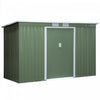 Outsunny 9' X 4' Metal Storage Shed, Garden Tool House With Floor Foundation, Double Sliding Doors, |Outsunny 9ft X 4.25ft Abri De Jardin En Acier Ondule Remise A Outils Pour Equipement D'exterieur Ave