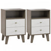 HOMCOM Nightstand Set of 2 Bedside Table with 2 Drawers and Open Storage