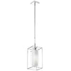 Dainolite Cubo 1 Light Pendant Rectangular Frame Polished Chrome Finish Frosted/Clear Glass Lamp|Luminaire suspendu Cubo de Dainolite en verre givré et transparent, avec cadre rectangulaire, fini chromé poli et 1 ampoule