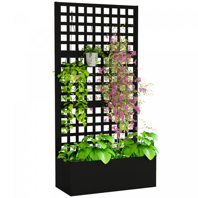 Outsunny Galvanized Planter Box with Trellis, 35" x 16" x 70"