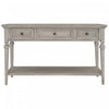 Sabina Solid Wood Console Table With 3 Drawers And Shelf - Grey Wash | Table Console Sabina En Bois Massif Avec 3 Tiroirs Et Etagere - Gris Patine